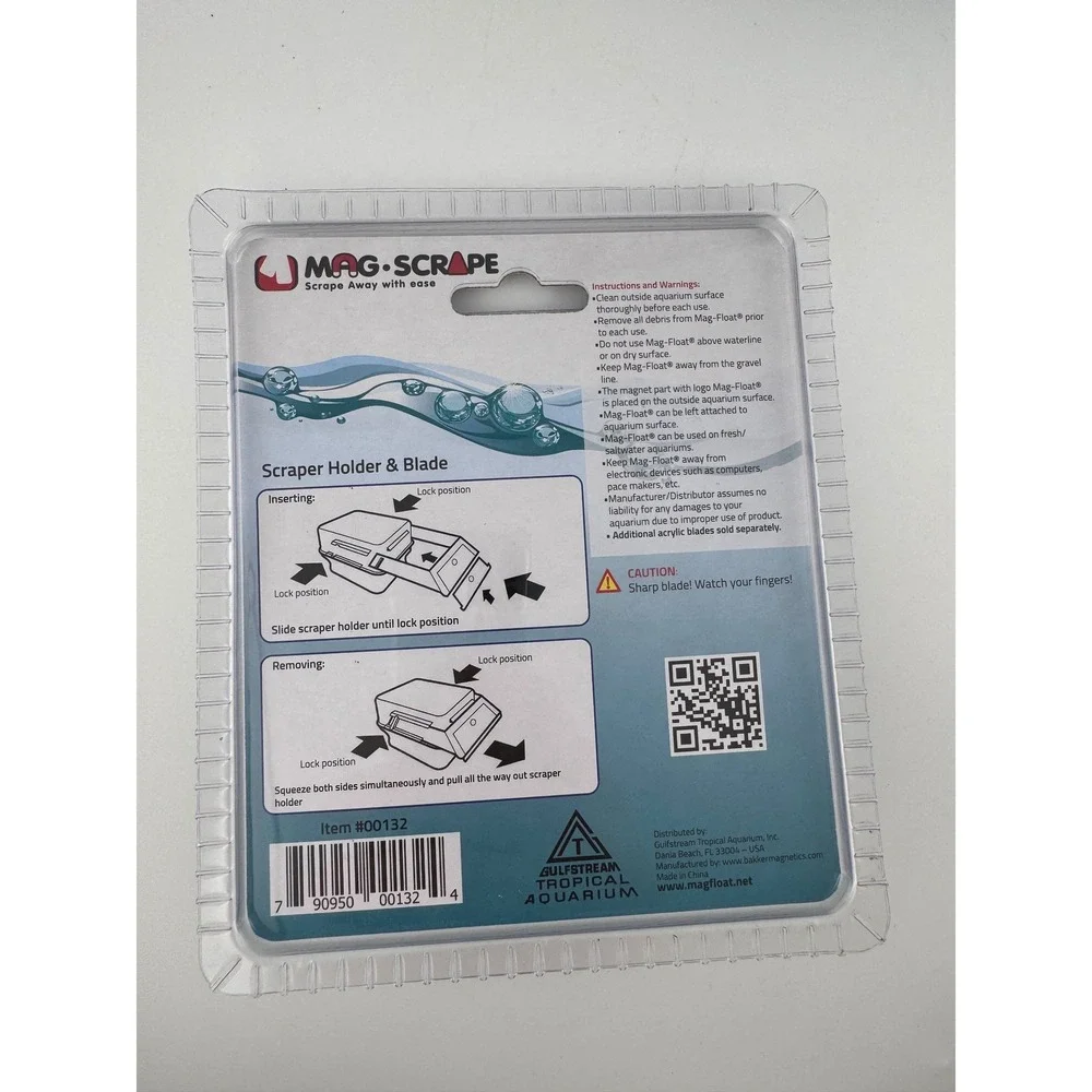 Set of 2 - MAG-SCRAPE‎ Small Medium Scraper Holder Blade for Acrylic Aquariums